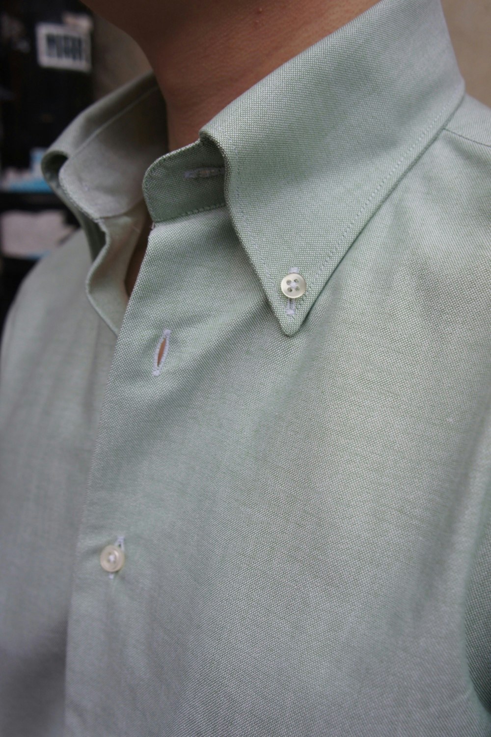 Enfärgad Oxfordskjorta Pinpoint Button Down - Grön