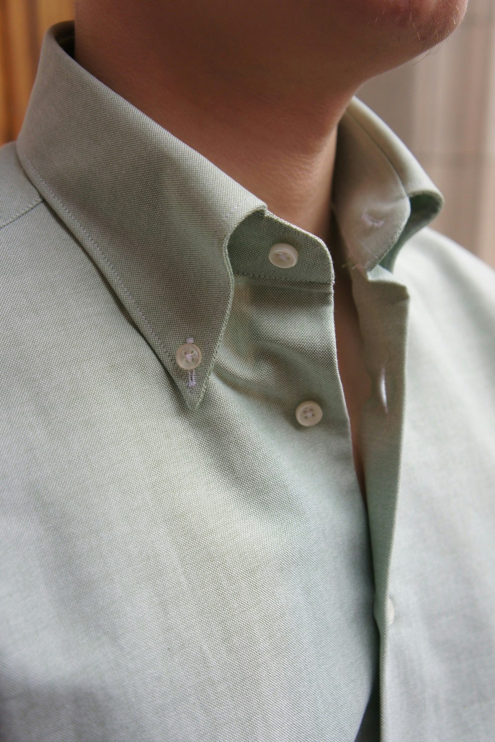 Enfärgad Oxfordskjorta Pinpoint Button Down - Grön