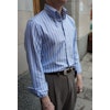 Heavy Pinstripe Oxford Button Down Shirt - Light Blue/White