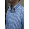 Heavy Pinstripe Oxfordskjorta Button Down - Ljusblå/Vit