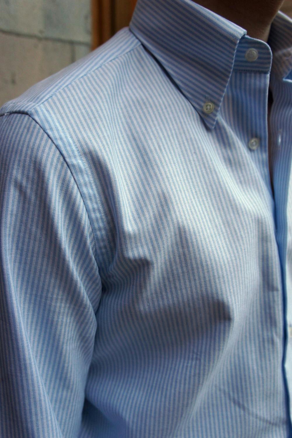 University Stripe Oxford Button Down Shirt - Light Blue/White
