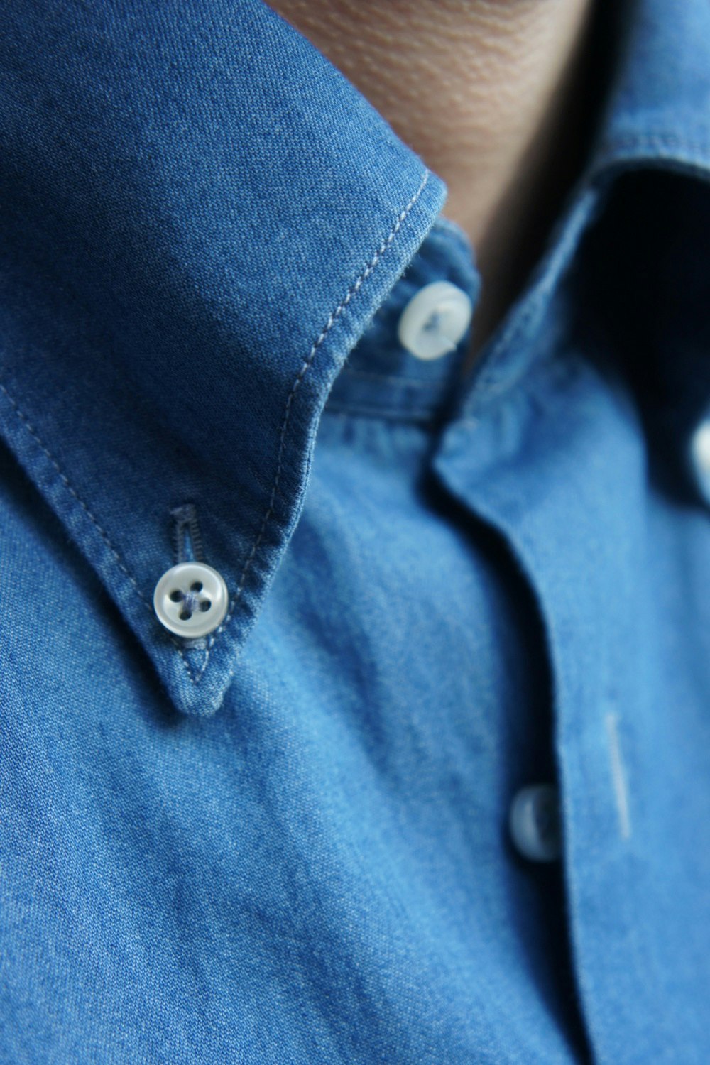 Enfärgad Denimskjorta - Button Down - Mellanblå