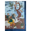 Oriental Knight Motif Printed Wool/Silk Scarf - Navy Blue