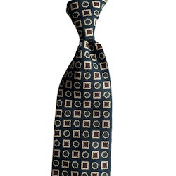 Floral Ancient Madder Silk Tie - Untipped - Navy Blue/Cream