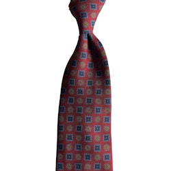 Floral Ancient Madder Silk Tie - Untipped - Burgundy/Navy Blue