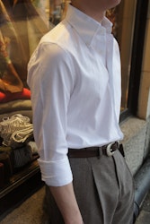 Solid Herringbone Twill Shirt - Button Down - White