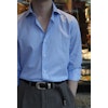 Thin Stripe Twill Shirt - Cutaway - White/Light Blue