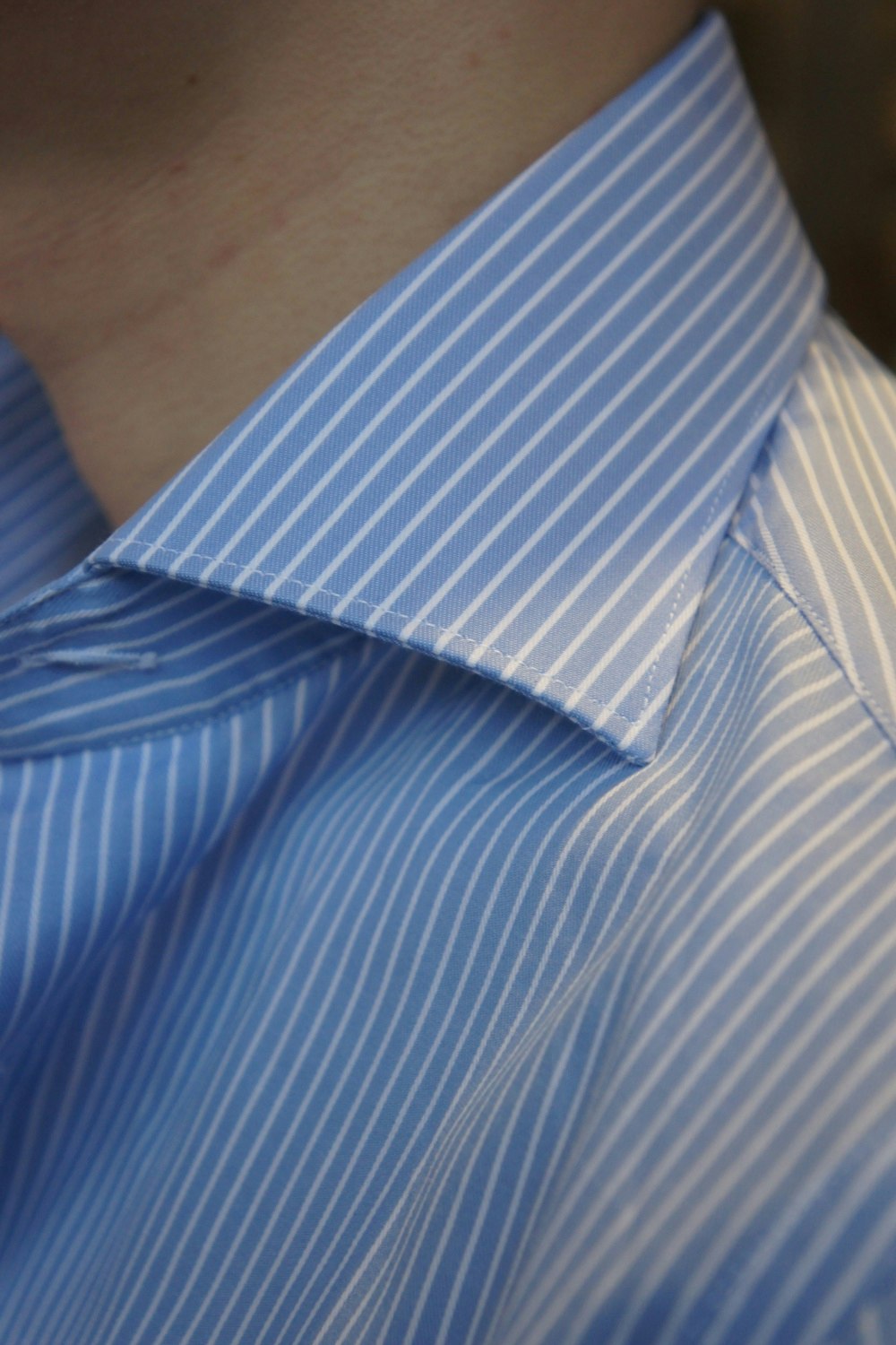 Striped Twill Shirt - Cutaway - Light Blue/White