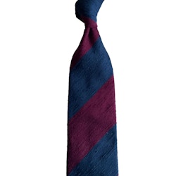 Blockstripe Shantung Tie - Untipped - Burgundy/Navy Blue