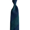 Blockstripe Shantung Tie - Untipped - Dark Green/Navy Blue