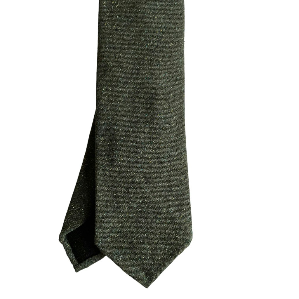 Semi Solid Shantung Tie - Untipped - Olive Green
