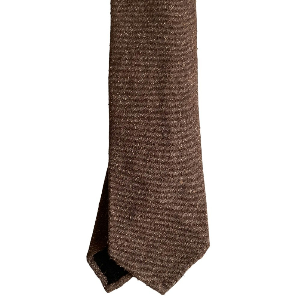 Semi Solid Shantung Tie - Untipped - Brown