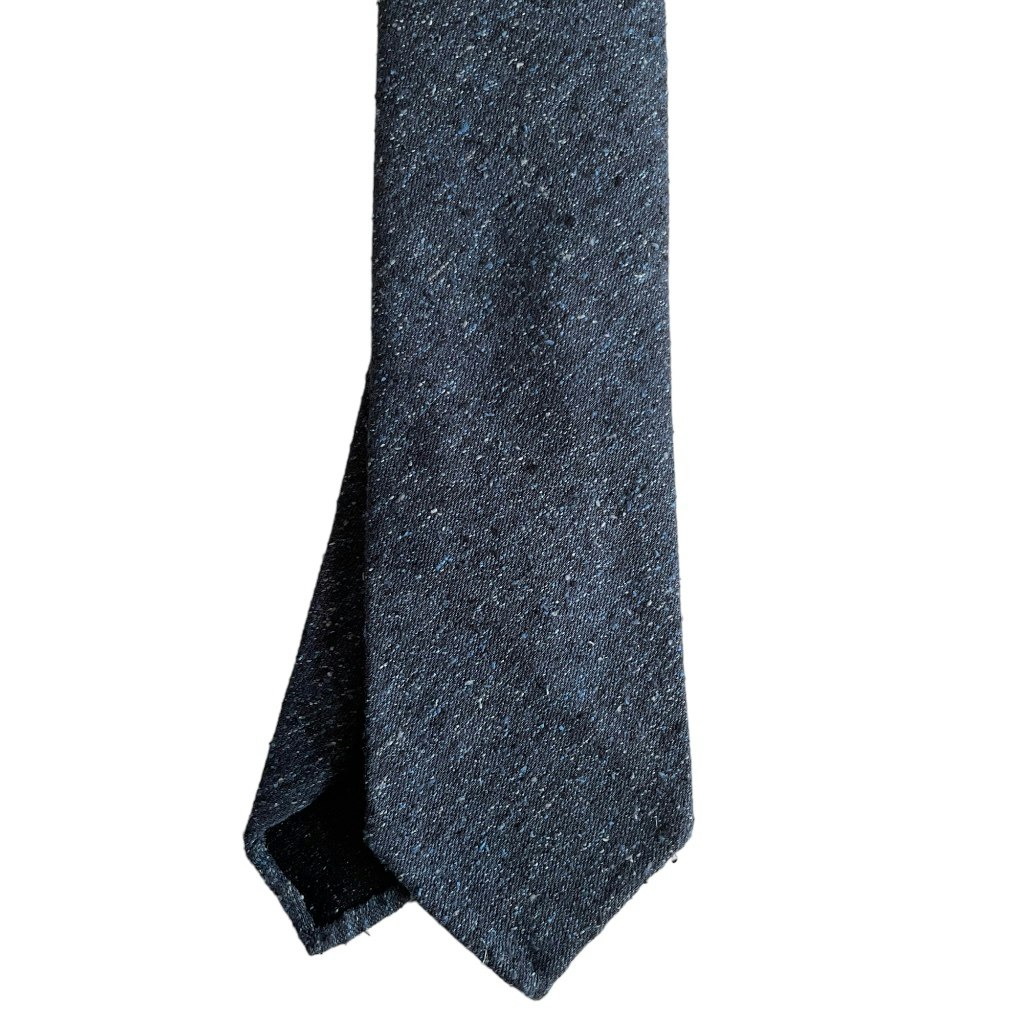 Semi Solid Shantung Tie - Untipped - Navy Blue