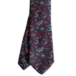 Floral Printed Silk Tie - Burgundy/Navy Blue/Lilac/Green