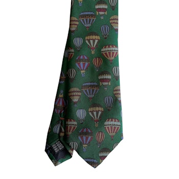 Air Balloon Printed Silk Tie - Green