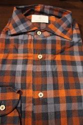 Check Flannel Shirt - Orange/Light Blue/Navy Blue