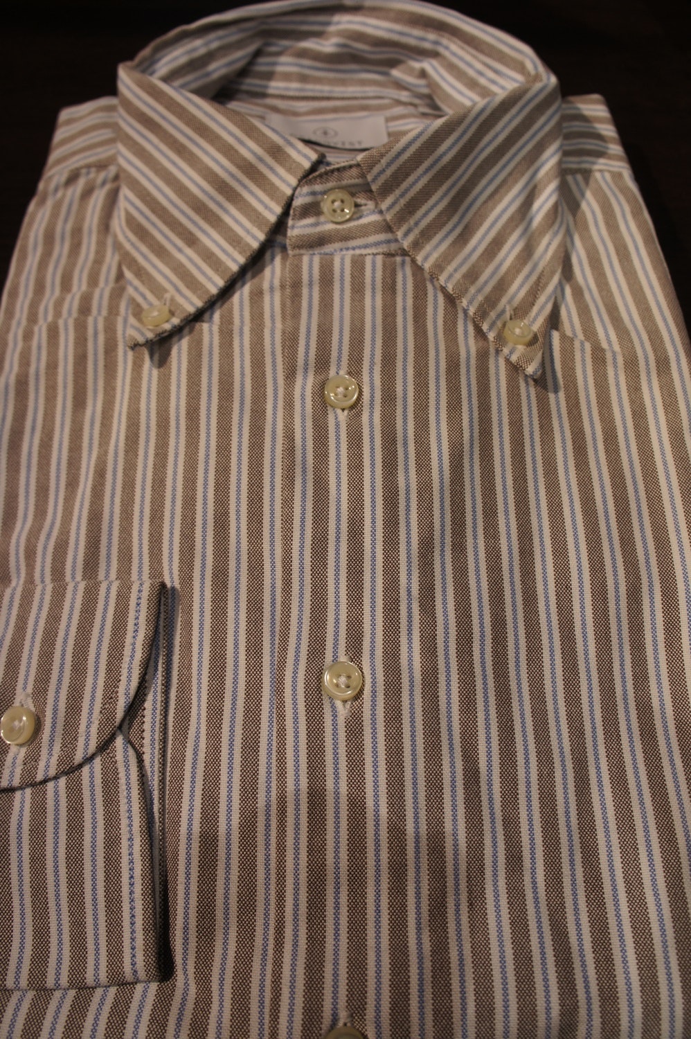 Striped Oxford Shirt - Brown/Light Blue/White