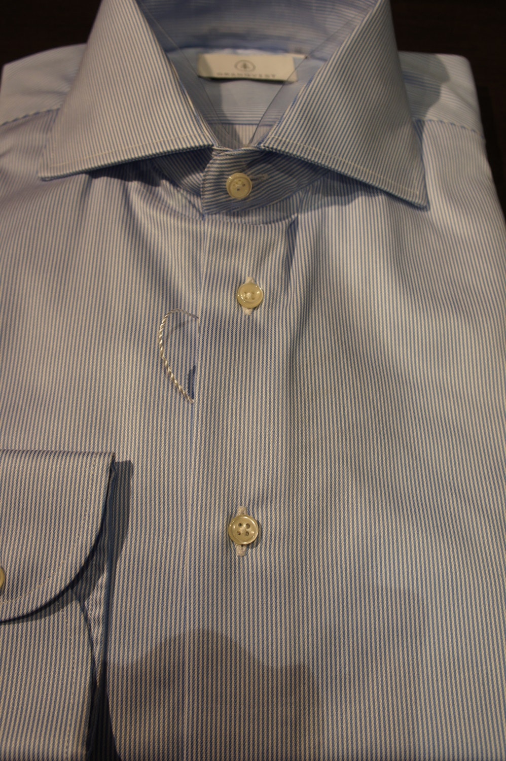 Thin Stripe Twill Shirt - Light Blue/White