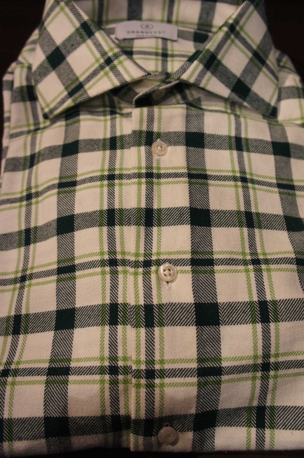 Check Flannel Shirt - Off White/Green