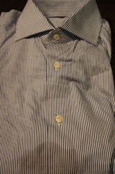 Striped Twill Shirt - Navy Blue/White