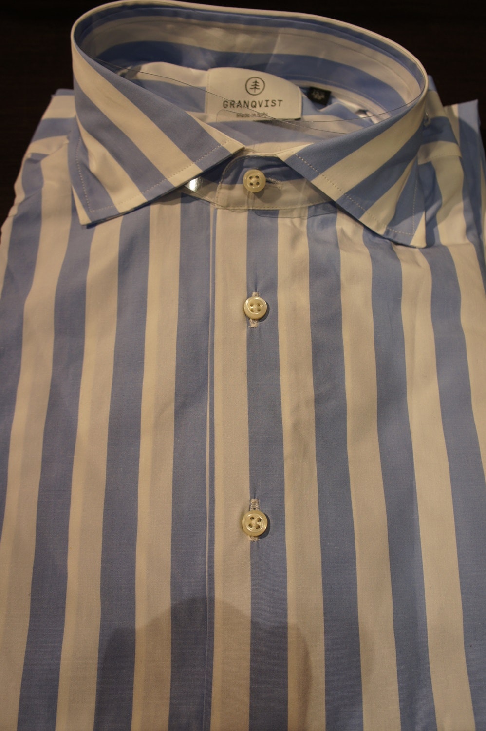 Wide Stripe Poplin Shirt - Light Blue/White