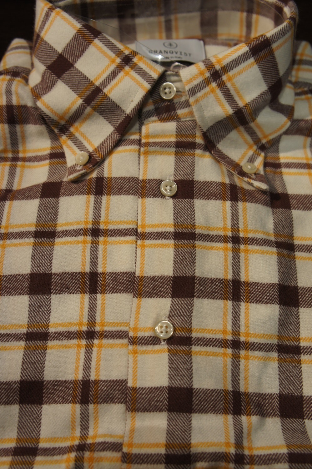 Check Flannel Shirt - Off White/Burgundy/Yellow