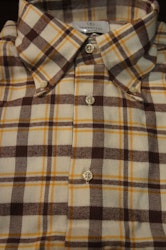 Check Flannel Shirt - Off White/Burgundy/Yellow