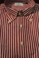 Striped Poplin Shirt - Burgundy/White