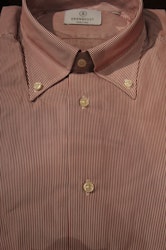 Thin Stripe Poplin Shirt - Burgundy/White
