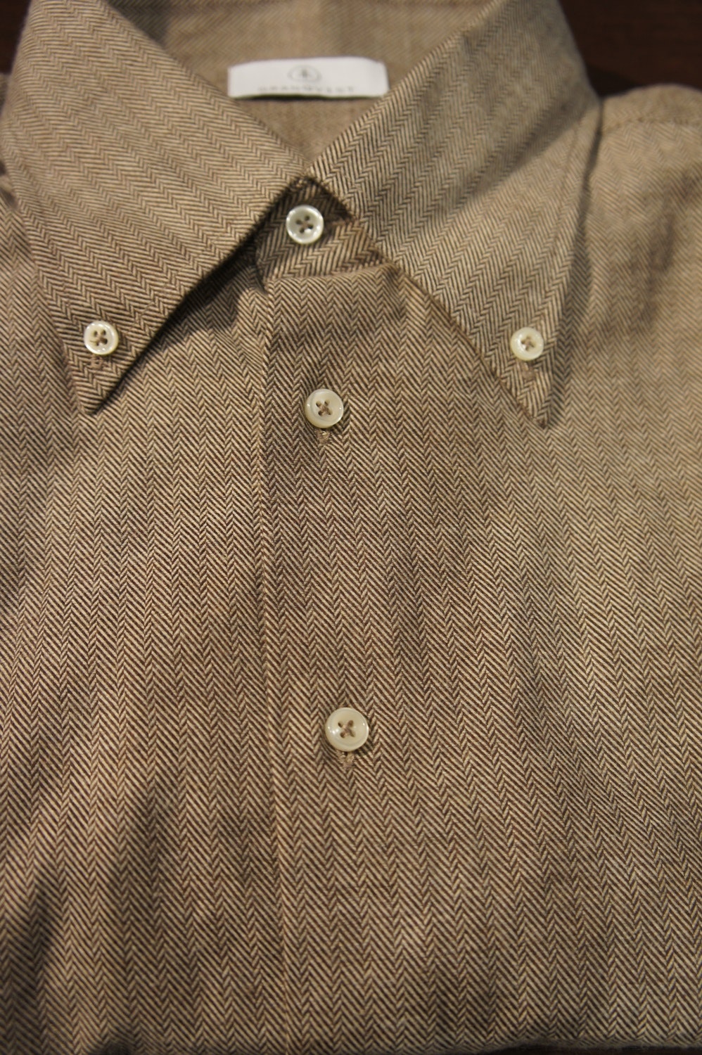 Herringbone Flannel Shirt - Brown/Beige