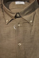 Herringbone Flannel Shirt - Brown/beige