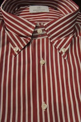 Striped Poplin Shirt - Burgundy/White