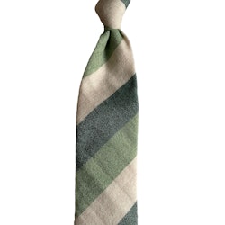 Blockstripe Cashmere Tie - Untipped - Dark Green/ Light Green/Beige