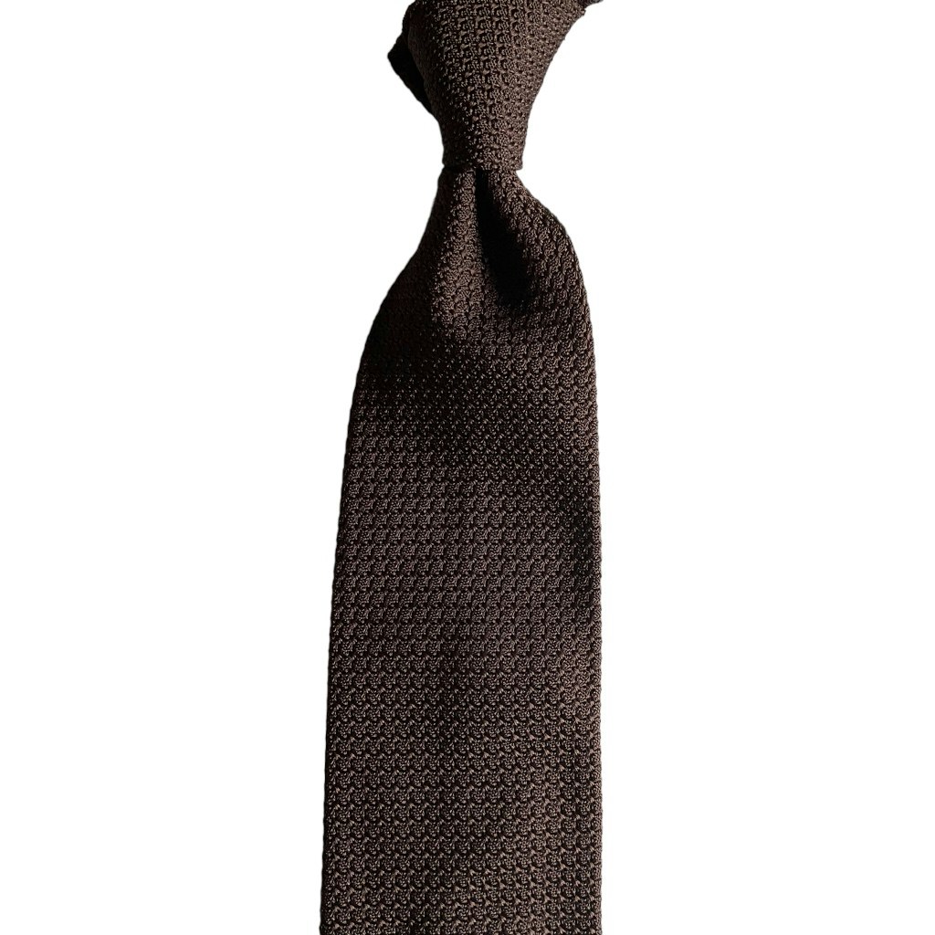 Solid Silk Grenadine Grossa Tie - Untipped - Brown