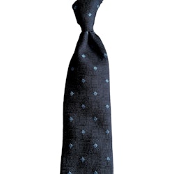 Floral Silk Grenadine Tie - Untipped - Navy Blue/Light Blue