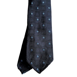 Floral Silk Grenadine Tie - Untipped - Navy Blue/Light Blue
