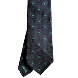 Floral Silk Grenadine Tie - Untipped - Navy Blue/Green