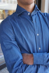 Solid Denim Shirt - Cutaway - Mid Navy Blue