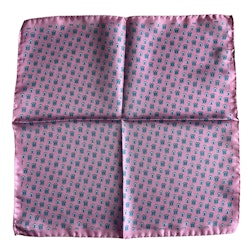 Houses Silk Pocket Square - Pink/Light Blue