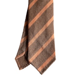 Regimental Cashmere Tie - Untipped - Light Brown/Orange