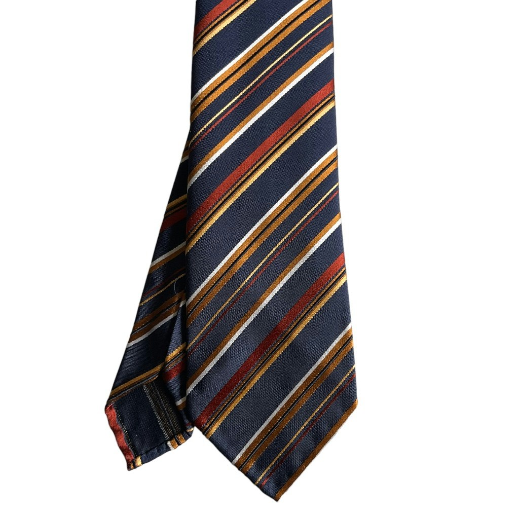 Regimental Silk Tie - Untipped - Navy Blue/Orange