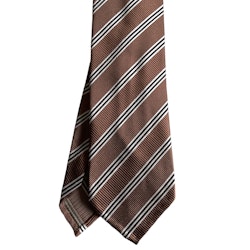 Regimental Silk Tie - Untipped - Light Brown/White/Brown