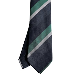 Regimental Silk Tie - Untipped - Navy Blue/Green/White