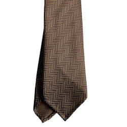Herringbone Silk Tie - Untipped - Brown