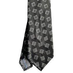 Square Silk Tie - Untipped - Olive Green/White/Light Blue