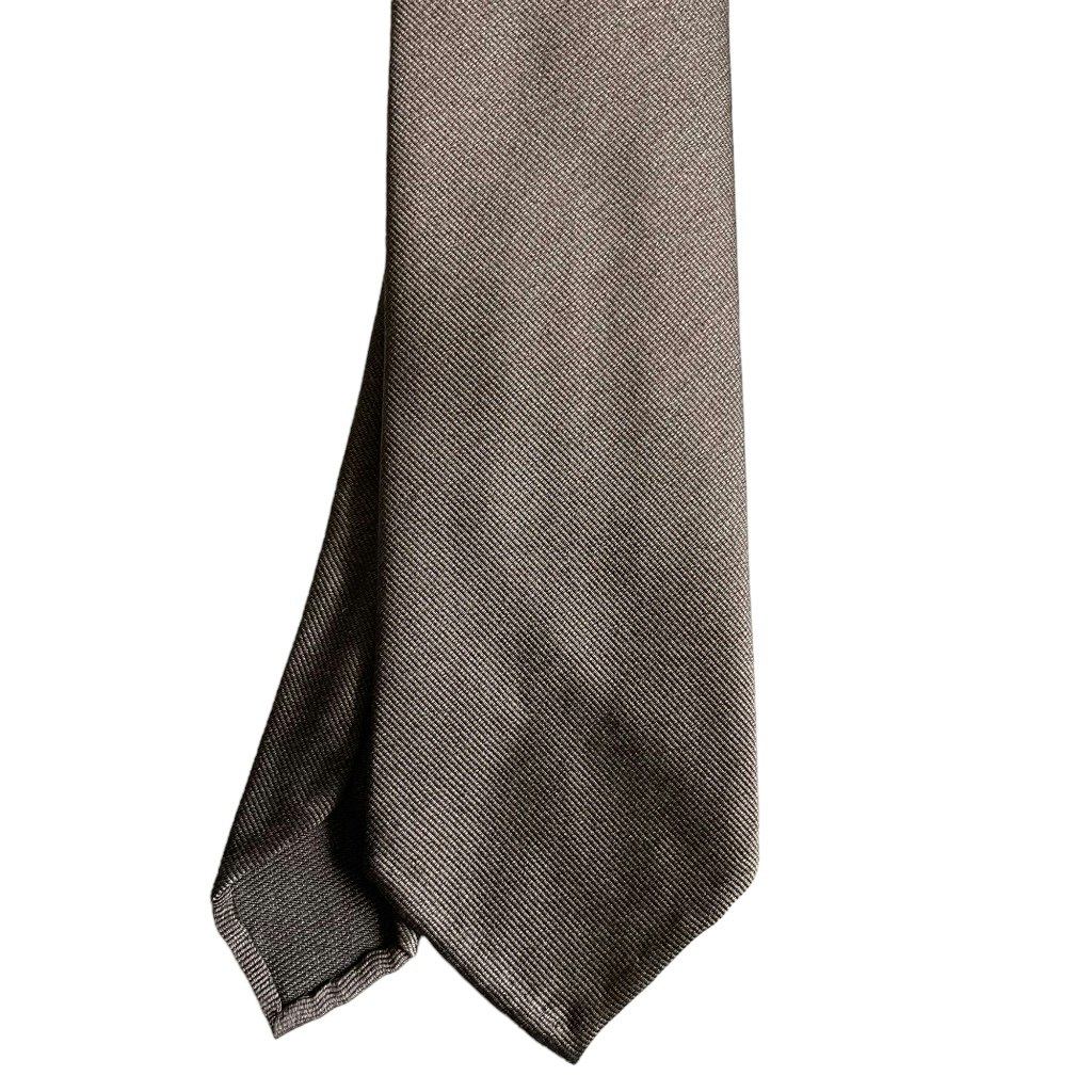 Solid Rep Silk Tie - Untipped - Light Brown/Beige
