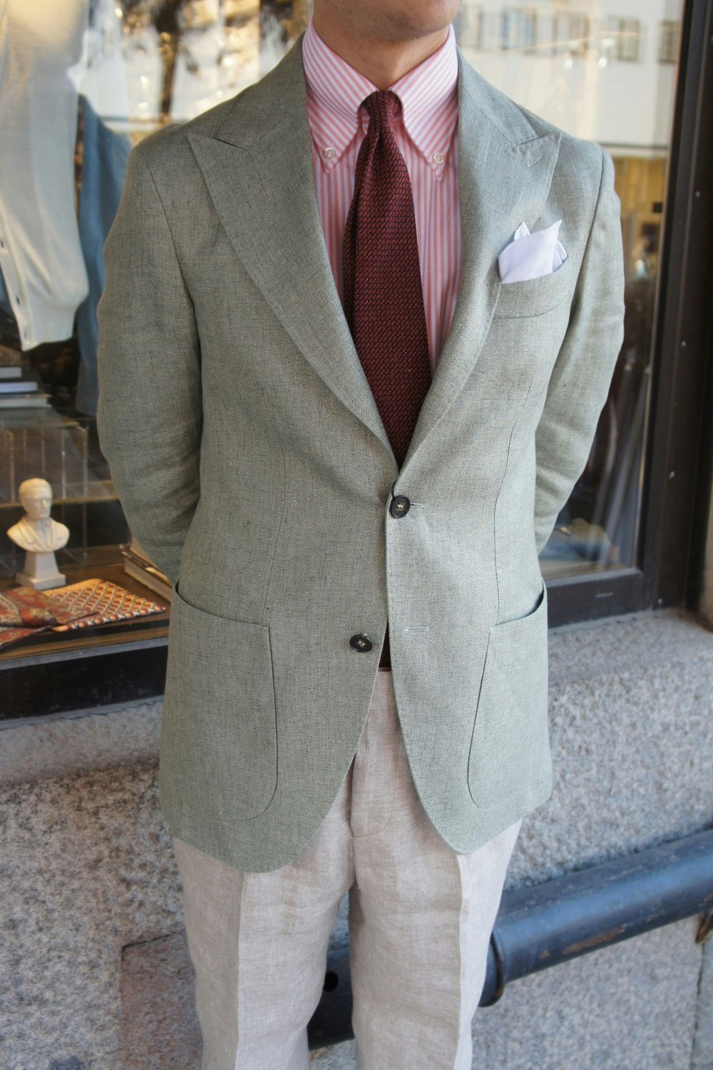 Solid Linen Jacket - Unconstructed - Green