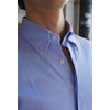 Enfärgad Fiskbensmönstrad Twillskjorta med button down -krage - Ljusblå