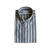 Wide Striped Linen/Cotton Shirt - Button Down - Olive Green/White