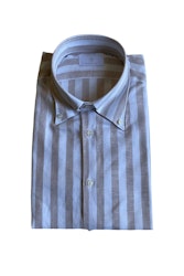 Wide Striped Linen/Cotton Shirt - Button Down - Light Beige/White